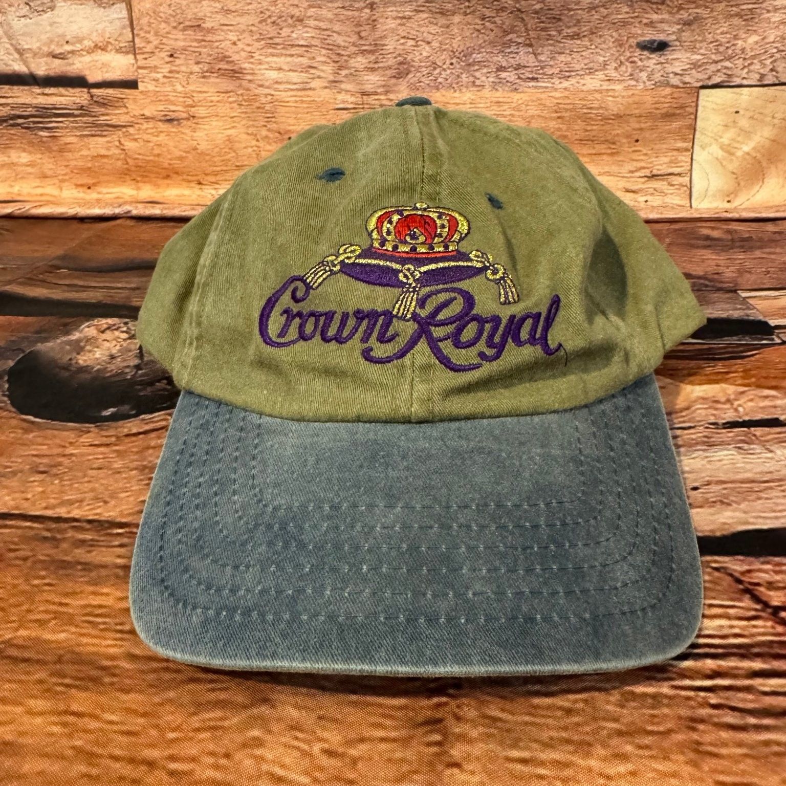 Crown Royal Hat Baseball Cap Dad Hat Mens Adjustable Olive Green Blue